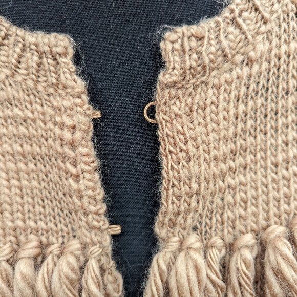 TRINA TURK brown wool Alexandria fringe cardigan sweater S/M - Picture 9 of 11